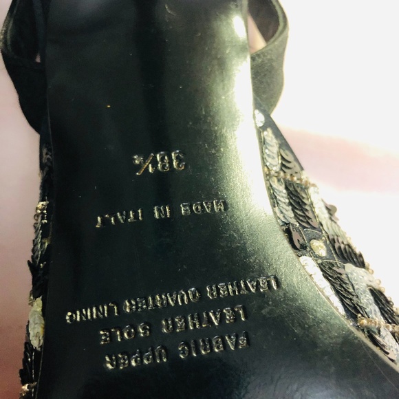 Badgley Mischika Black Heels With Beads and Sequin - Picture 9 of 12